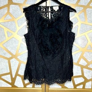 Beautiful‎ Lace Black Sleeveless Top With Keyhole